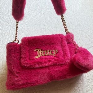 Juicy Couture Pink Faux Fur Shoulder Bag